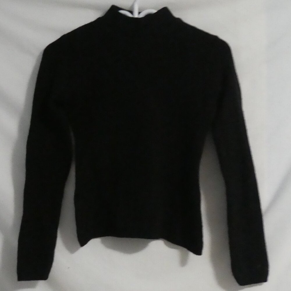 CLOCKHOUSE | small | Black Mock Neck Long Sleeve Wool Sweater